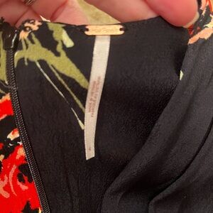 Free People Black Mini Dress with Red & Olive Floral Print